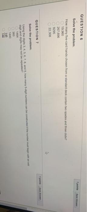 Solved 1 points Save Answer QUESTION 6 Solve the problem. | Chegg.com