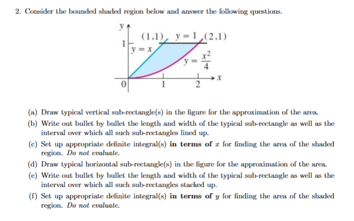 Solved 2. ﻿Consider the bounded shaded region below and | Chegg.com