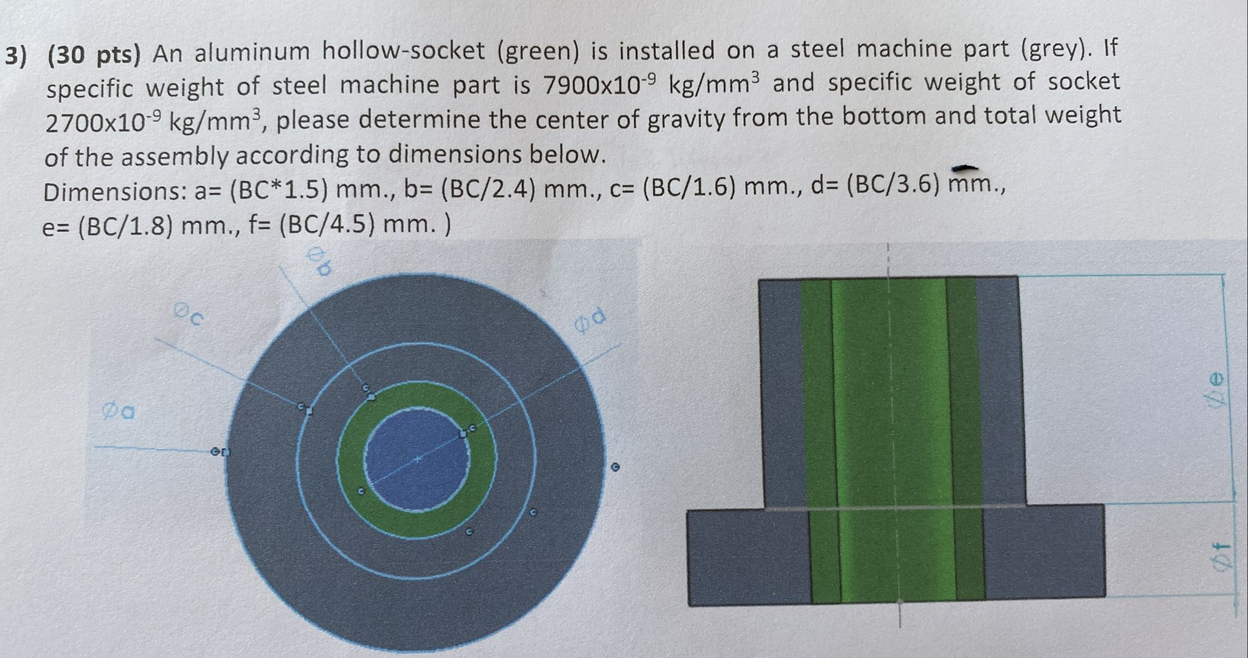 Solved B=3 , ﻿C= 7 ﻿please determine the center of gravity | Chegg.com