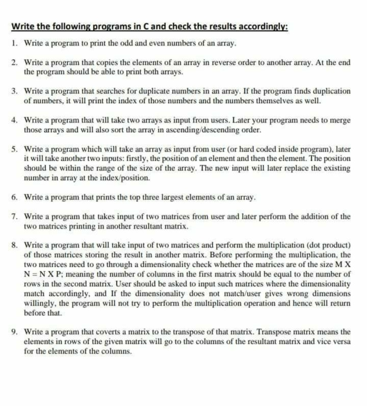 Solved Solve 2,3,5,9 by using C programming language. | Chegg.com