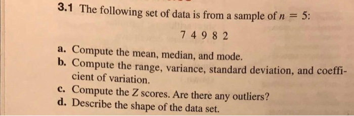 Solved 3.1 The following set of data is from a sample of n = | Chegg.com