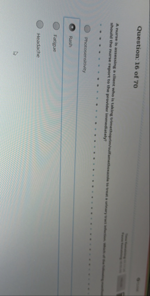 Solved Question: 16 of 70TheorStepal SeemseA nurse is | Chegg.com