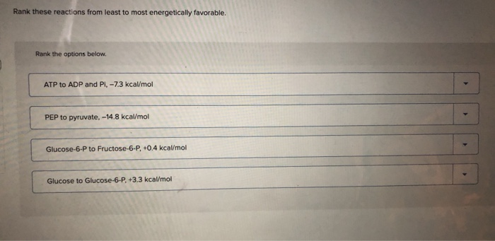 Rank These Reactions From Least To Most Energetically Favorable