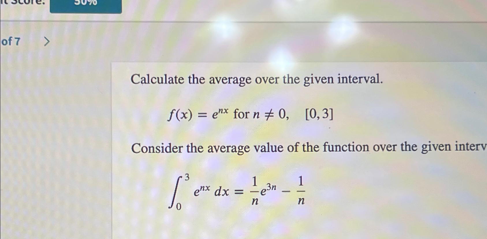 Solved Calculate the average over the given | Chegg.com