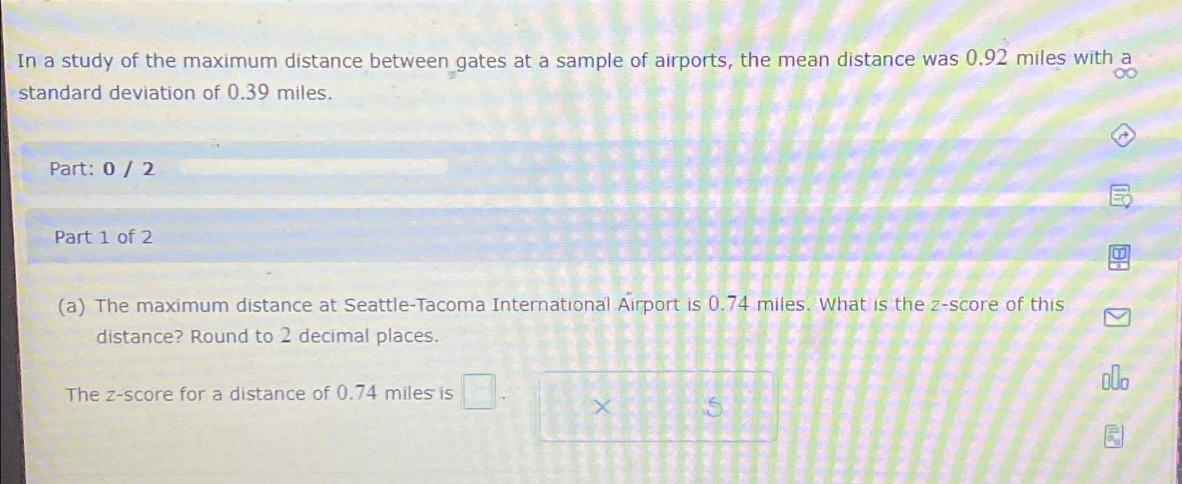 Solved In a study of the maximum distance between gates at a | Chegg.com