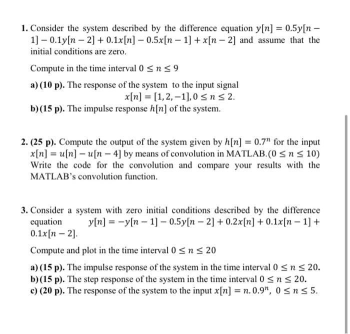Solved 1. Consider the system described by the difference | Chegg.com