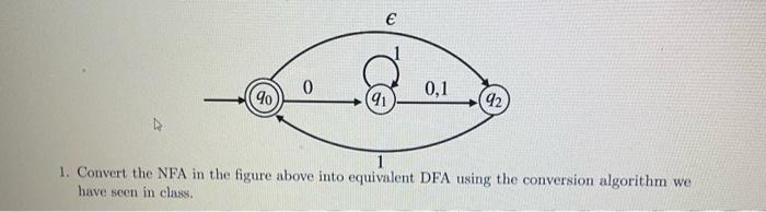 Solved 1. Convert the NFA in the figure above into | Chegg.com
