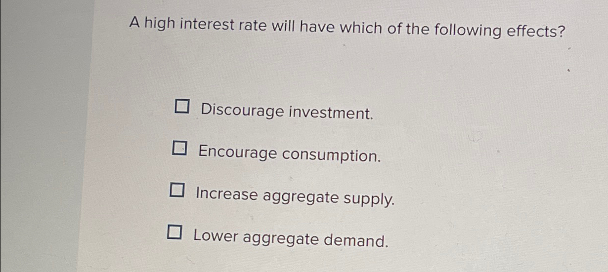 Solved A high interest rate will have which of the following | Chegg.com