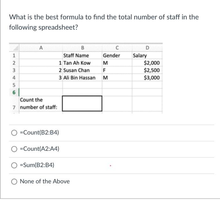 Solved What is the best formula to find the total number of | Chegg.com