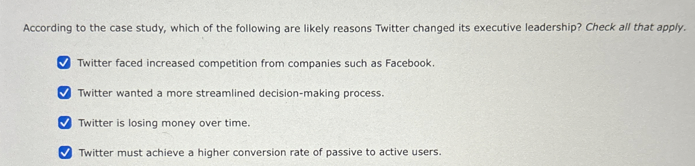 Solved According to the case study, which of the following