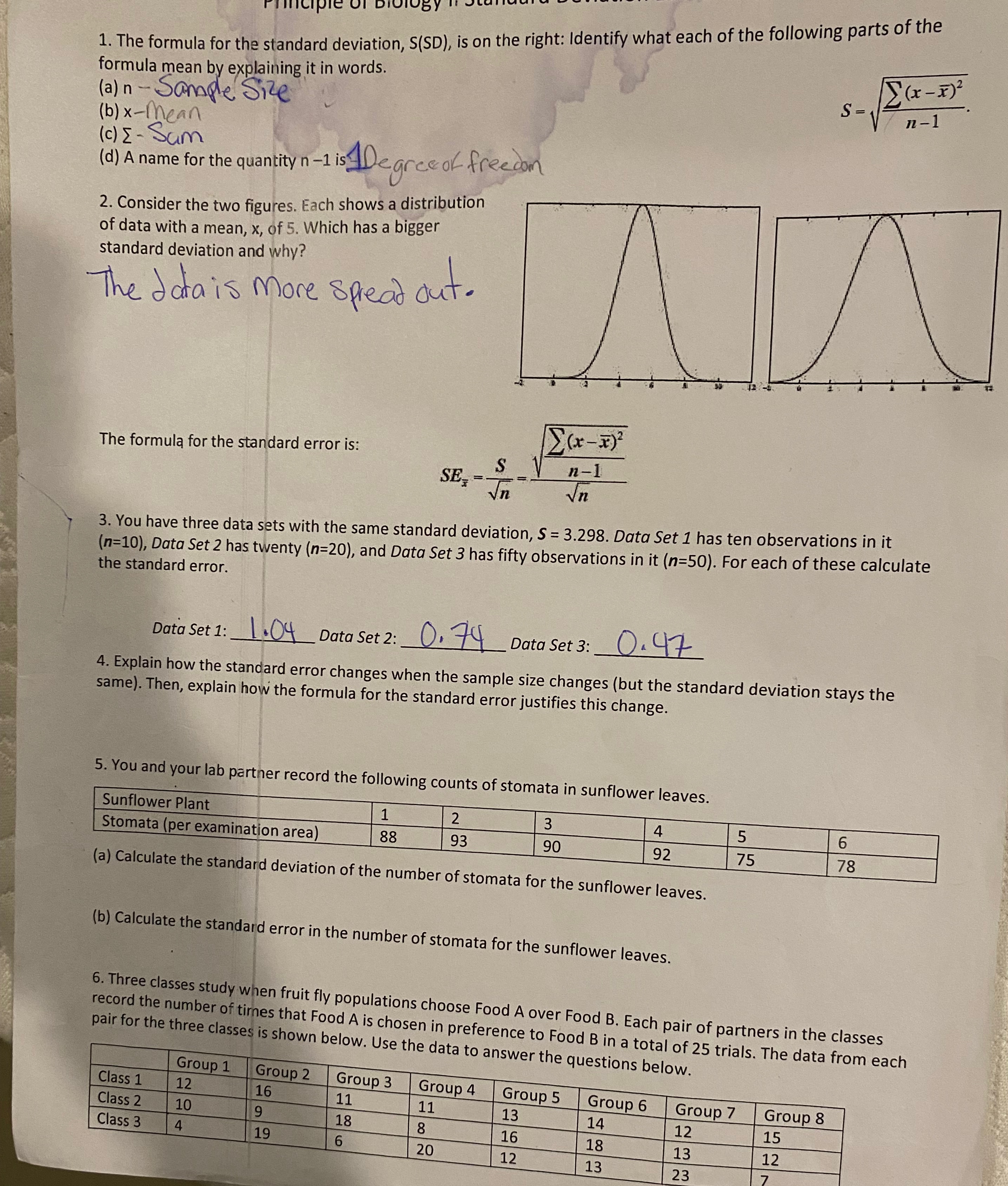 Solved The formula for the standard deviation, S(SD), ﻿is on | Chegg.com