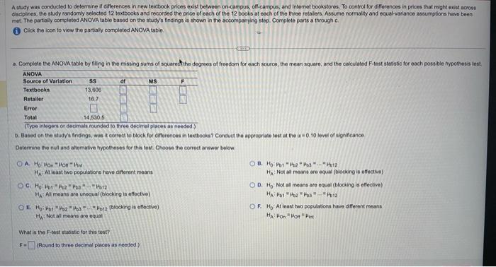 Solved A study was conducted to determine ft diflerences in | Chegg.com
