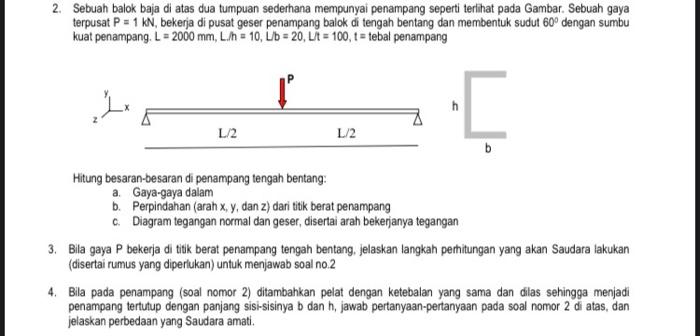 2. Sebuah Balok Baja Di Atas Dua Tumpuan Sederhana | Chegg.com