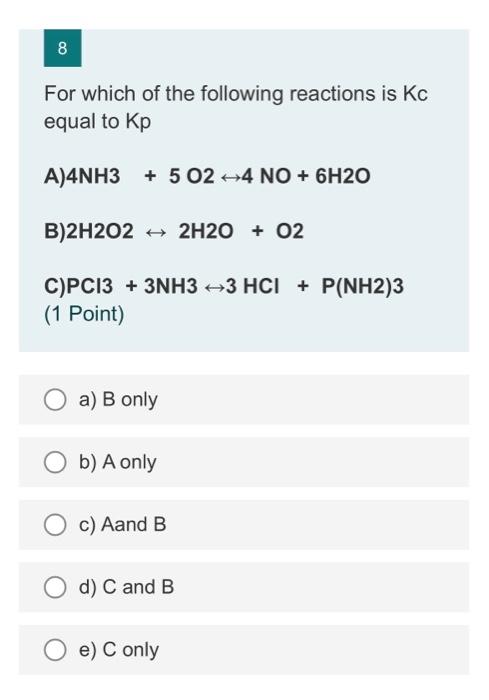 Solved ол The Equilibrium Constant Expression For The 6287