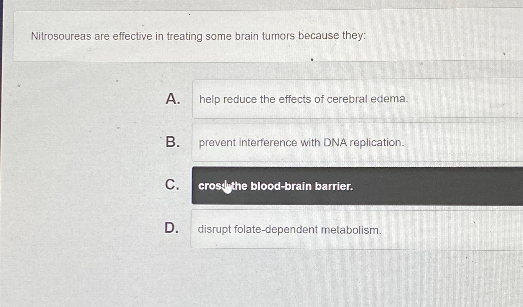 Solved Nitrosoureas are effective in treating some brain | Chegg.com