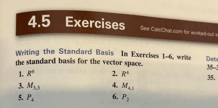 Solved Writing the Standard Basis In Exercises 1-6, write | Chegg.com