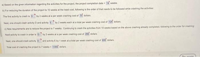 Solved a) Based on the given information regarding the | Chegg.com