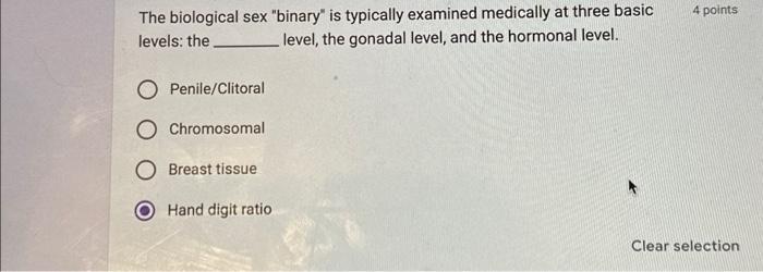 Solved The Biological Sex Binary Is Typically Examined