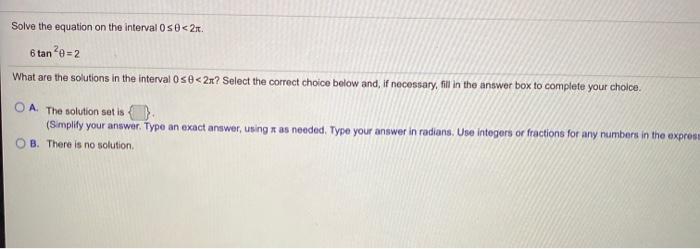 Solved Solve the equation on the interval 0 so