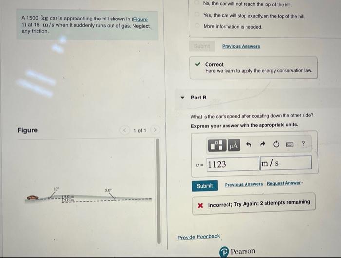 Solved No, The Car Will Not Reach The Top Of The Hill. A | Chegg.com