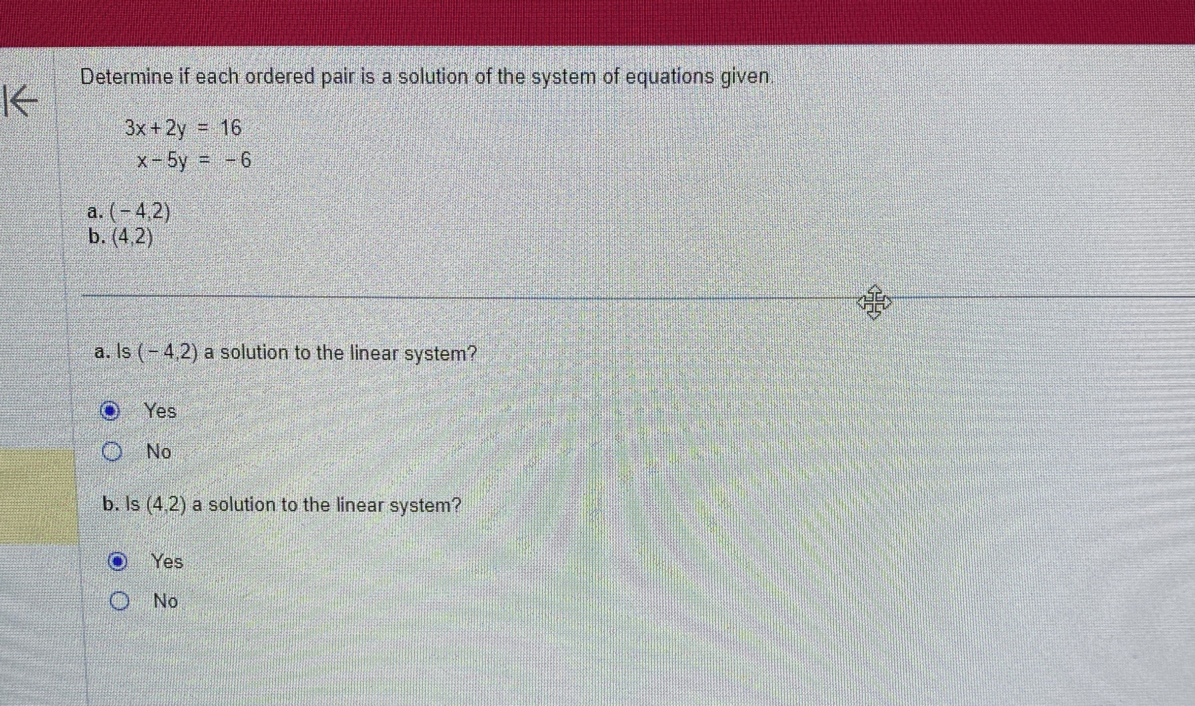 Solved Determine if each ordered pair is a solution of the | Chegg.com