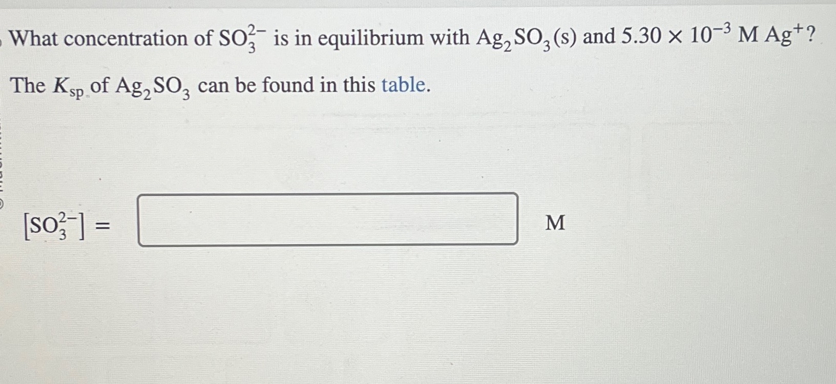 Solved What Concentration Of So32 ﻿is In Equilibrium With