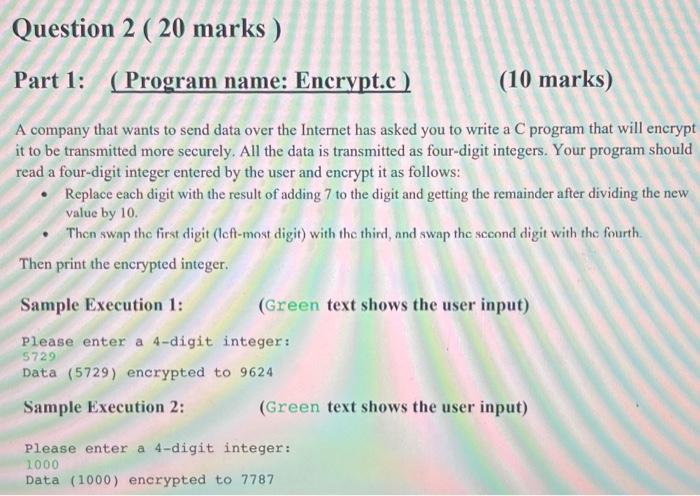 Solved Question 2 ( 20 marks ) Part 1: (Program name: | Chegg.com