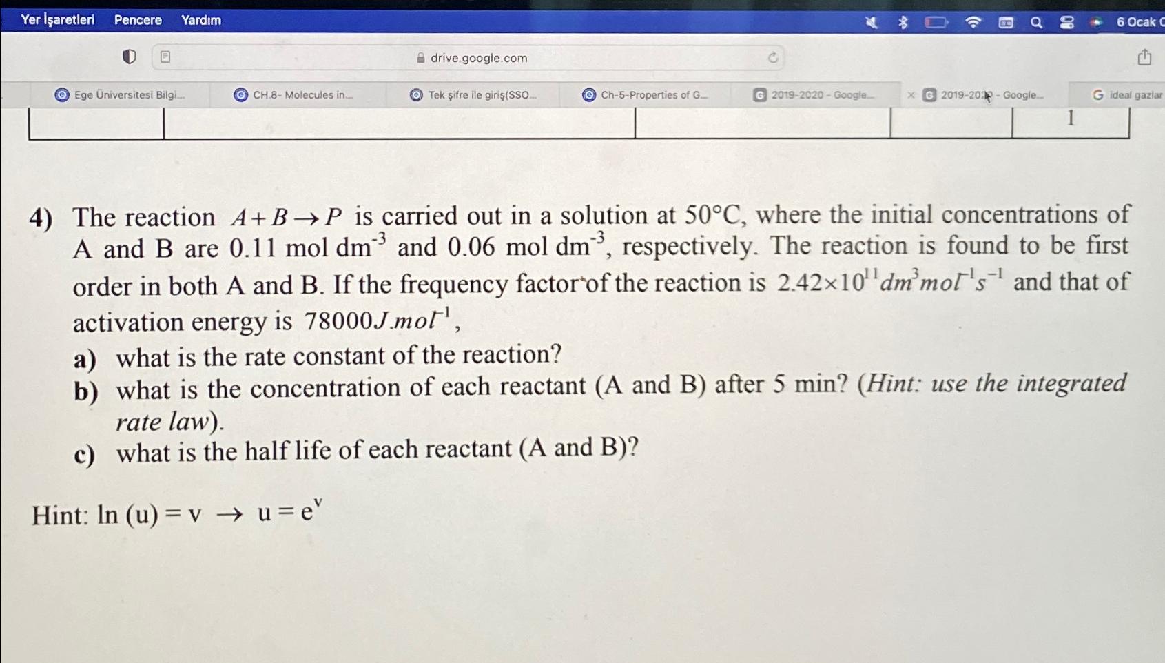 Solved The reaction A+B→P ﻿is carried out in a solution at | Chegg.com