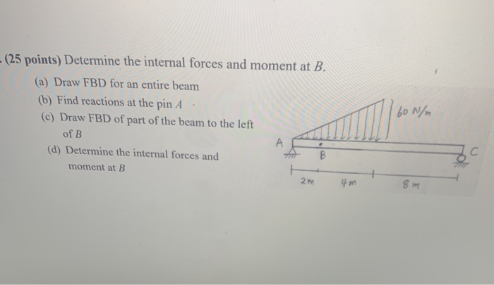 Solved - (25 Points) Determine The Internal Forces And | Chegg.com