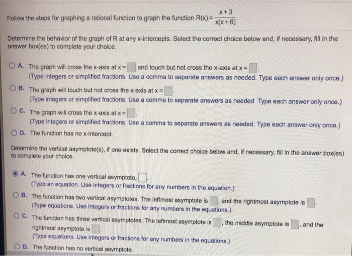 Solved Follow the steps for graphing a rational function to | Chegg.com