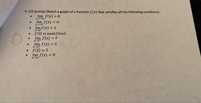 Solved 4. (10 points) Sketch a graph of a function f(x) that | Chegg.com