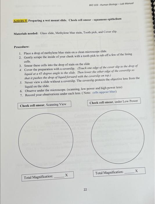 BIO 103 Human BiologyLab Manual Activity 5