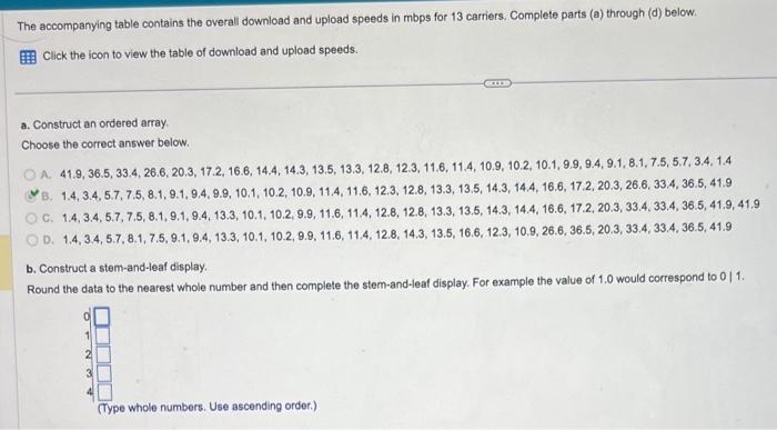 Solved The accompanying table contains the overall download