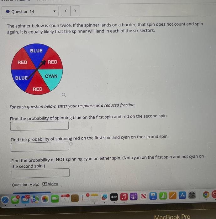 Solved The spinner below is spun twice. If the spinner lands | Chegg.com