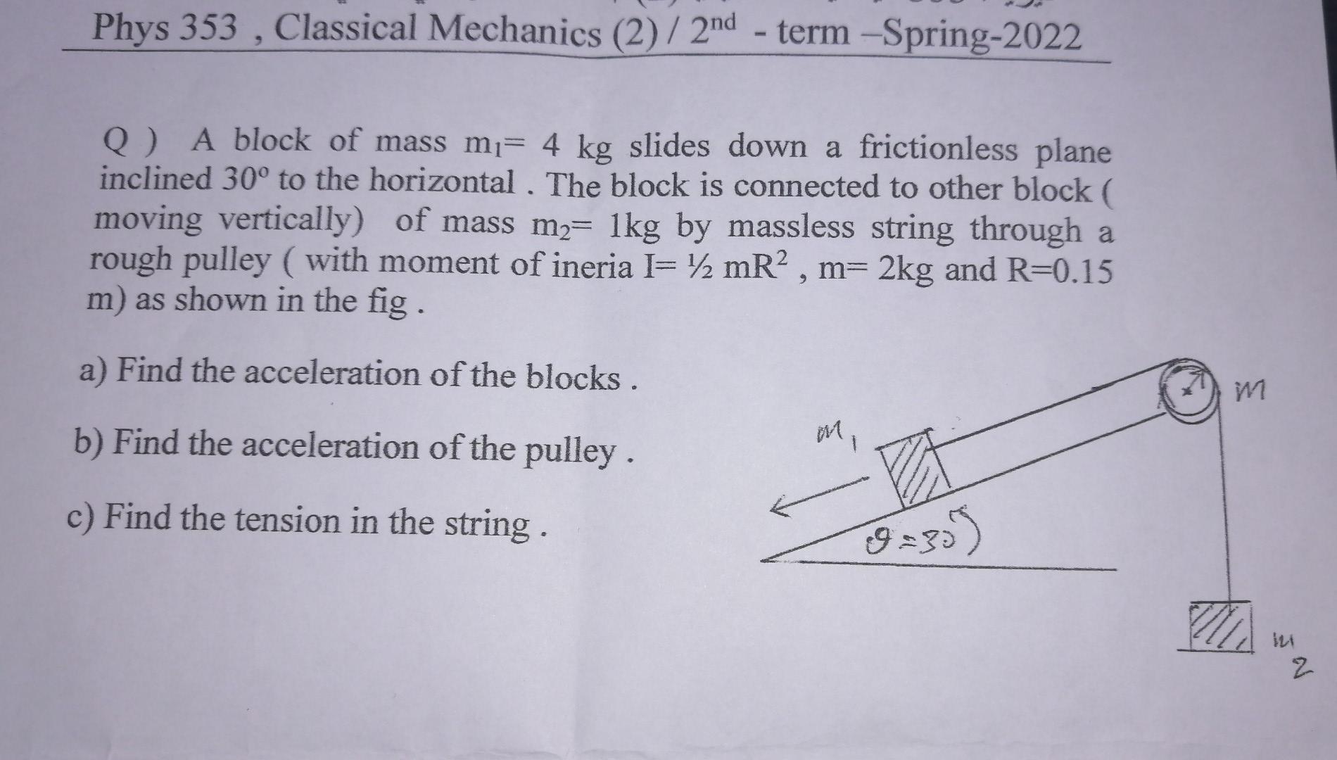 Solved Phys 353, Classical Mechanics (2) / 2nd - | Chegg.com