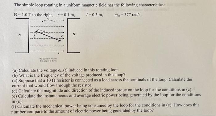 Solved The Simple Loop Rotating In A Uniform Magnetic Field 3400