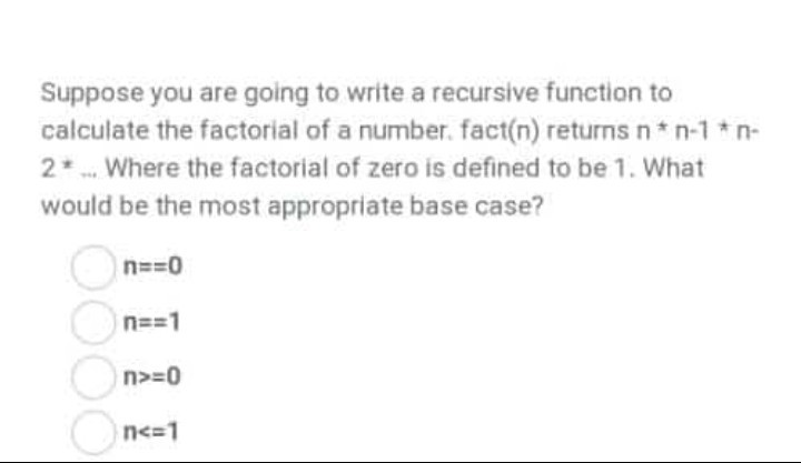 Solved Suppose You Are Going To Write A Recursive Functio Chegg Com