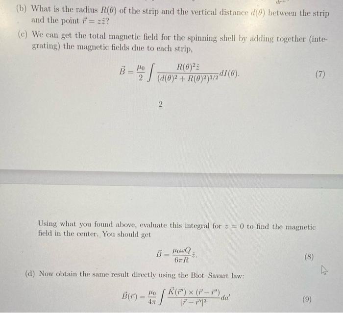 Solved 2. In class we found the magnetic field at a height d | Chegg.com