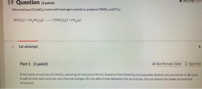 Solved See page 19 Question (3 points) Nitromethane (CH3NO2) | Chegg.com