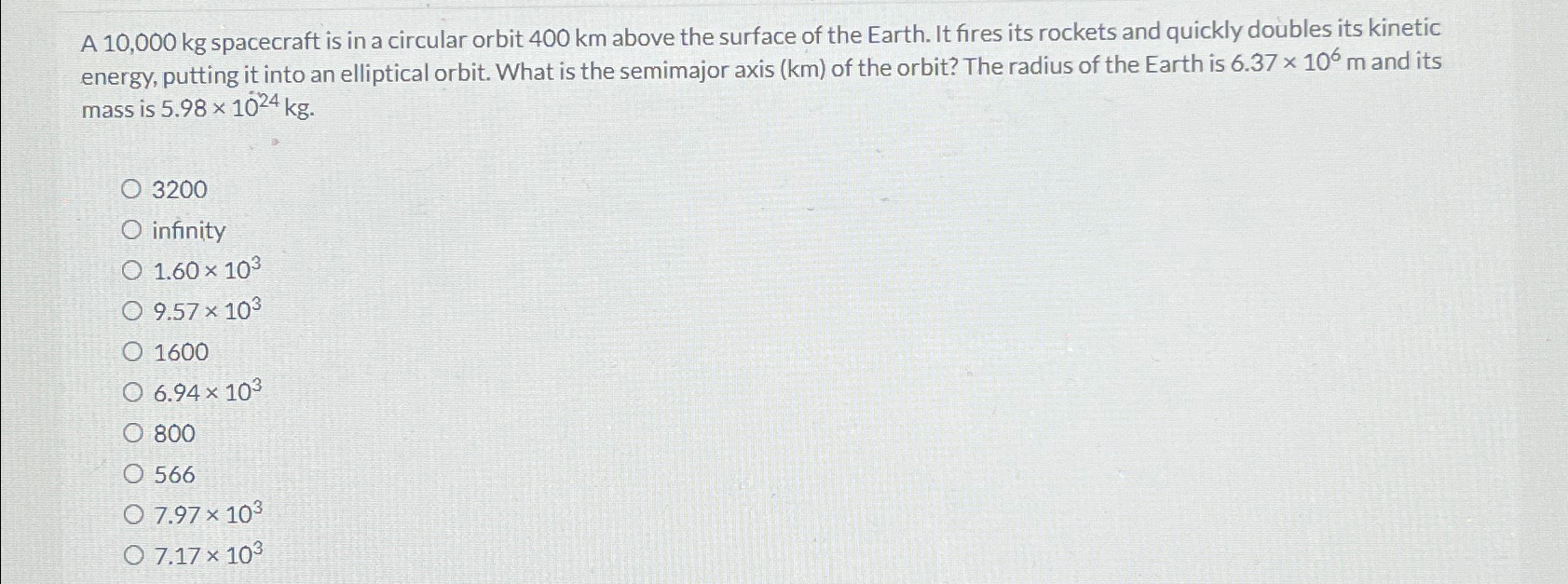 Solved A 10 000kg ﻿spacecraft Is In A Circular Orbit 400km