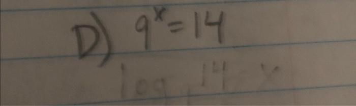 Solved D) 9x=14 | Chegg.com