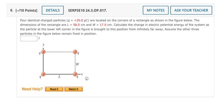 Solved Four Identical Charged Particles (q=+20.0μC) Are | Chegg.com