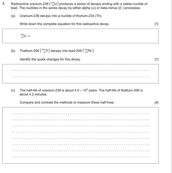 Solved Radioactive uranium-238 (92238U) produces a series of | Chegg.com