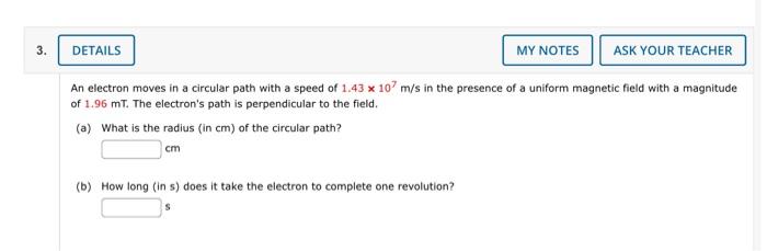Solved An electron moves in a circular path with a speed of | Chegg.com