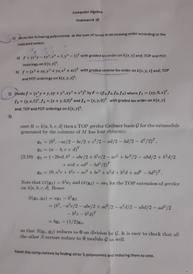 Write The Following Polynomials As The Sum Of Terms Chegg Com