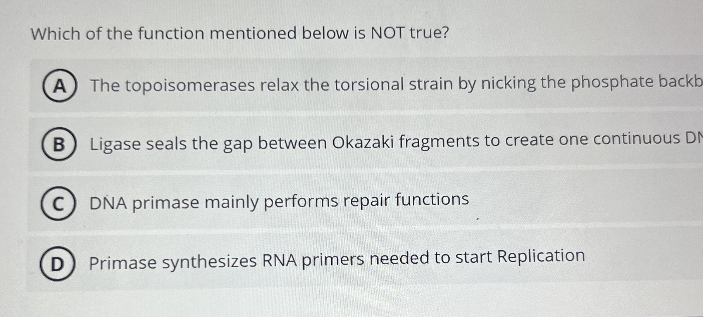 Solved Which of the function mentioned below is NOT true?The