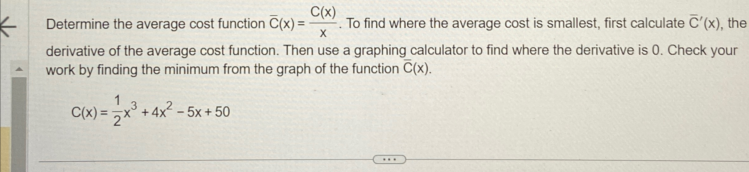 Solved Determine the average cost function | Chegg.com