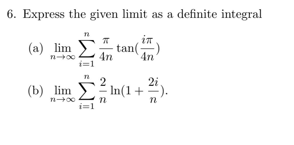 Solved Express The Given Limit As A Definite | Chegg.com