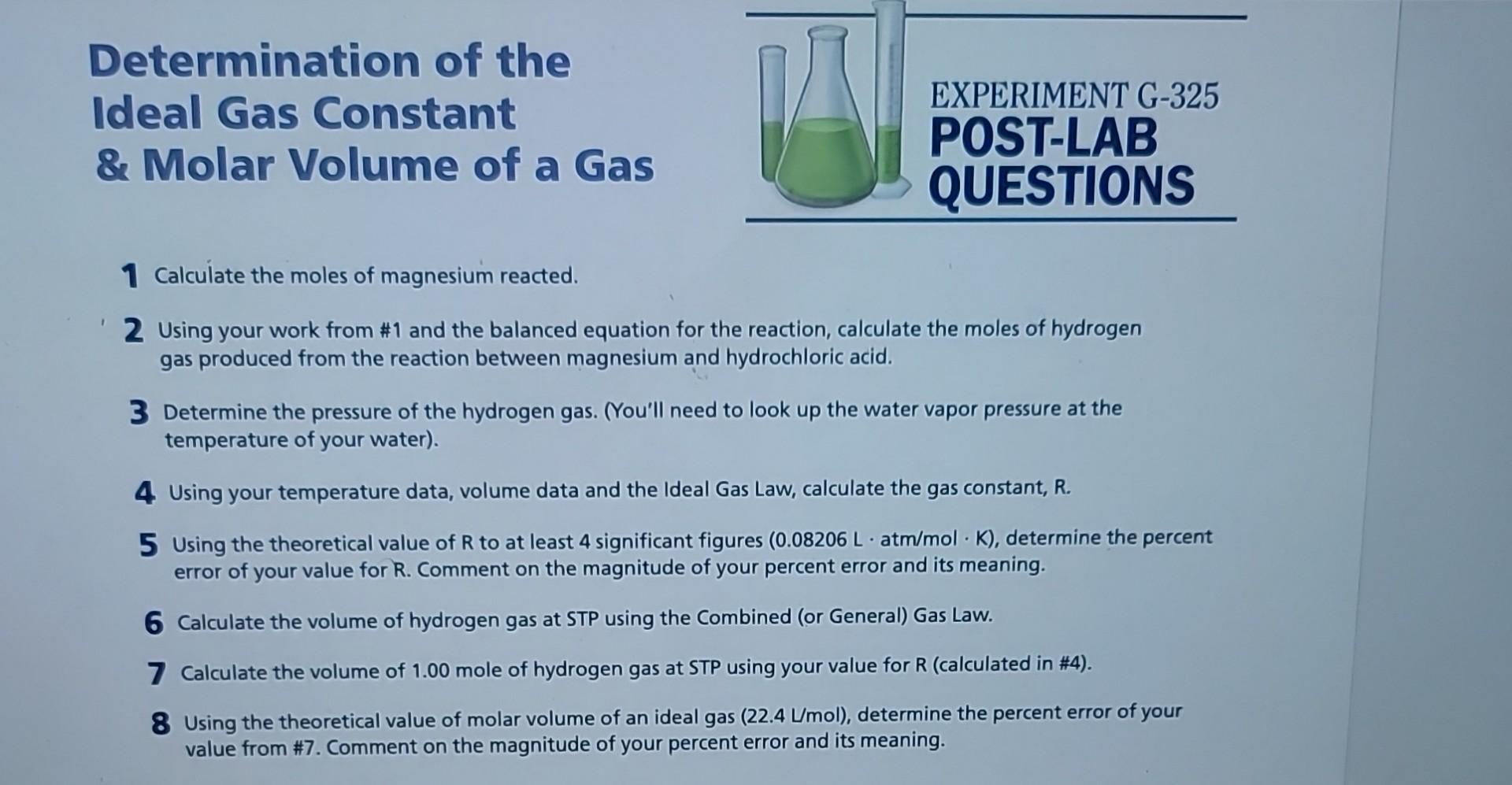 Solved Determination of the Ideal Gas Constant &amp; Molar | Chegg.com