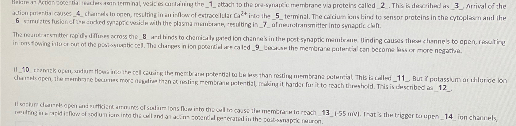 Solved Before an Action potential reaches axon terminal, | Chegg.com